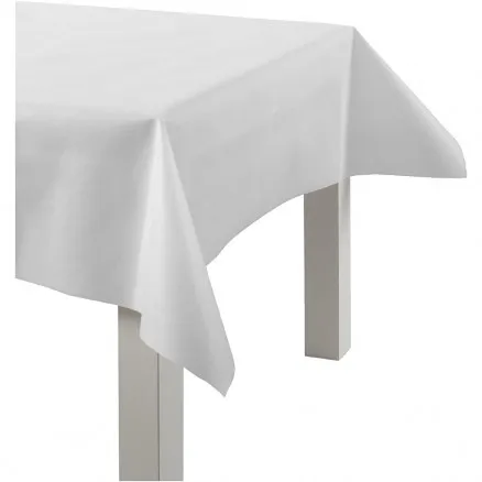 Jäljitelmäkankaasta valmistettu pöytäliina, valkoinen, L: 125 cm, 70 g, 10 m / 1 rulla.