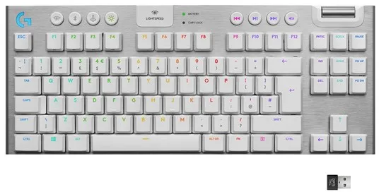Logitech G915 TKL LIGHTSPEED Langaton GL Tactile - Pelinäppäimistö - Ilman numeronäppäimistöä - Pohjoismainen - Valkoinen