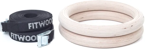 FitWood ULPU Voimistelurenkaat 28mm - Puuviimeistely / Musta Hihna