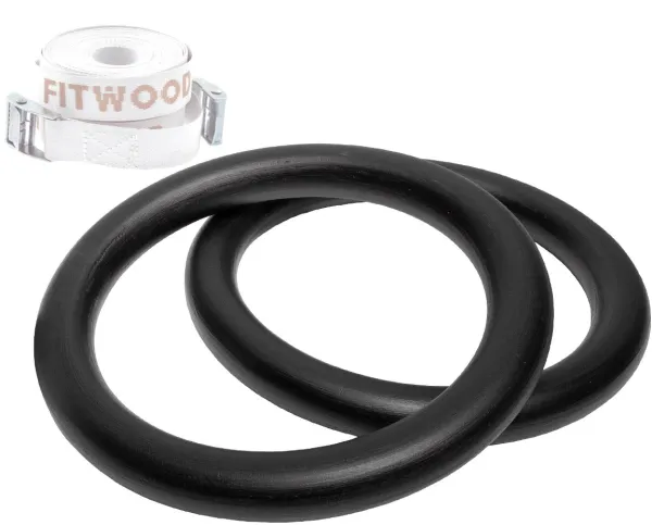 FitWood ULPU Voimistelurenkaat 28mm - Musta pinta / Valkoinen hihna