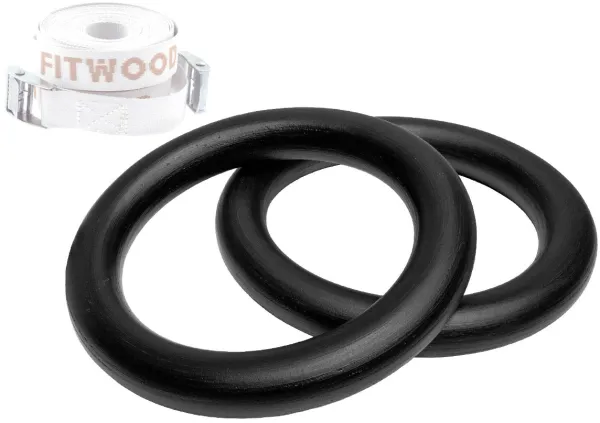 FitWood ULPU MINI Voimistelurenkaat 28mm - Musta pinta / Valkoinen hihna