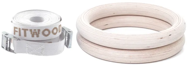 FitWood ULPU Voimistelurenkaat 28mm - Puuviimeistely / Valkoinen hihna